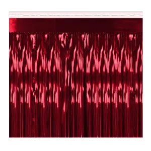1-Ply Metallic Party Fringe Drape - red