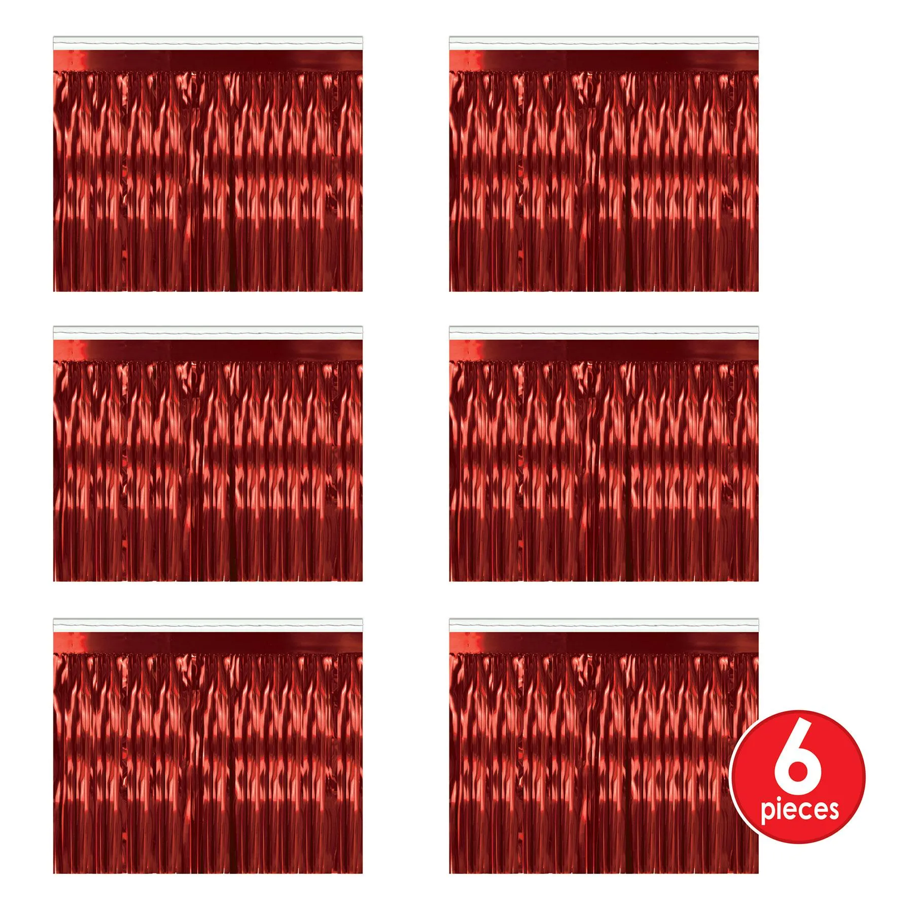 1-Ply Metallic Party Fringe Drape - red