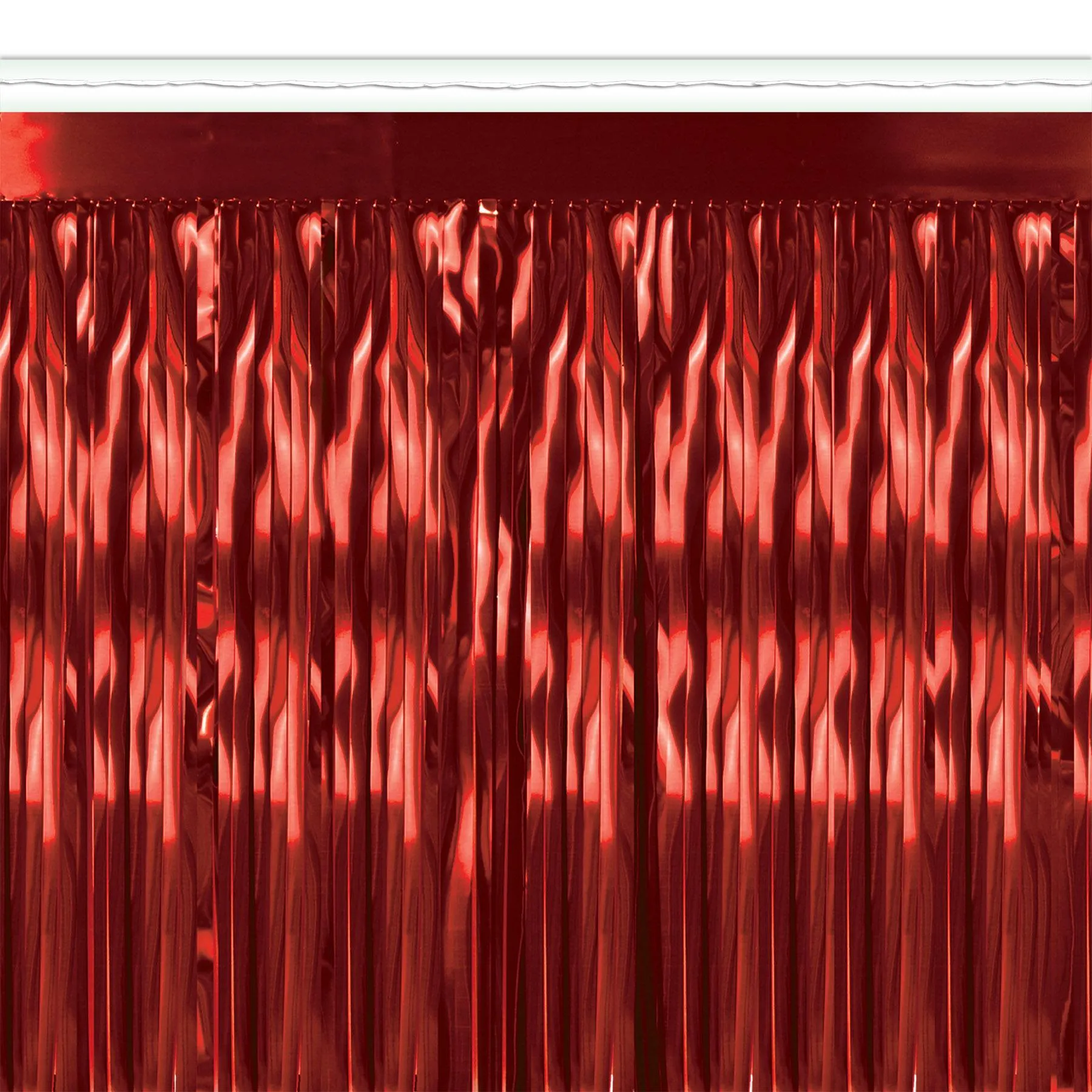 1-Ply Metallic Party Fringe Drape - red