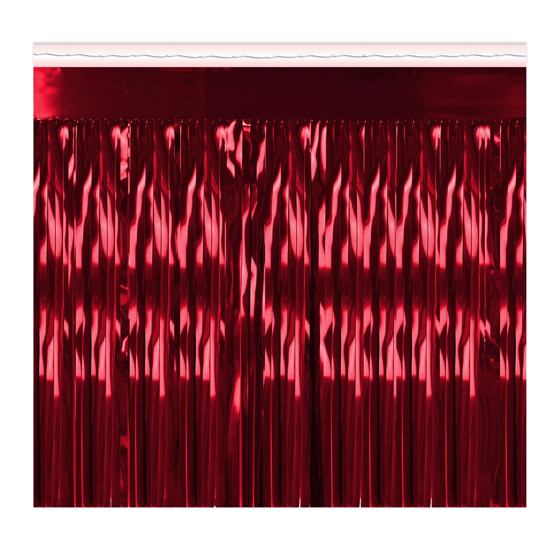 1-Ply Metallic Party Fringe Drape - red