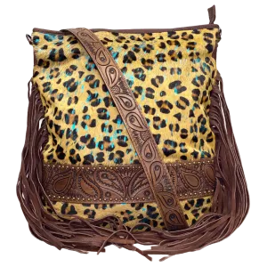 American Darling Cheetah Cowhide with Fringe Crossbody ADBG356CHETRQ