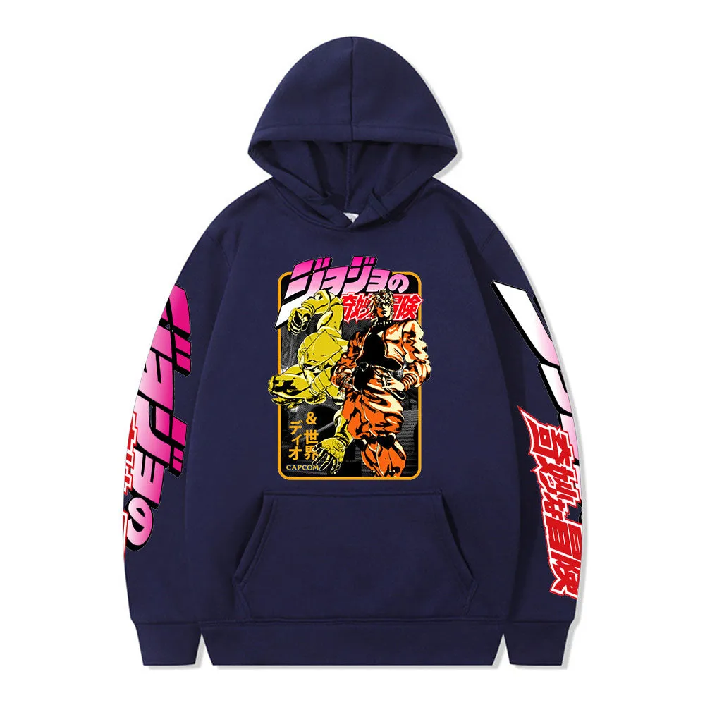 Anime JoJo Bizarre Adventure Print Hoodies Harajuku Oversized Sweatshirts Streetwear Long Sleeve Pullover