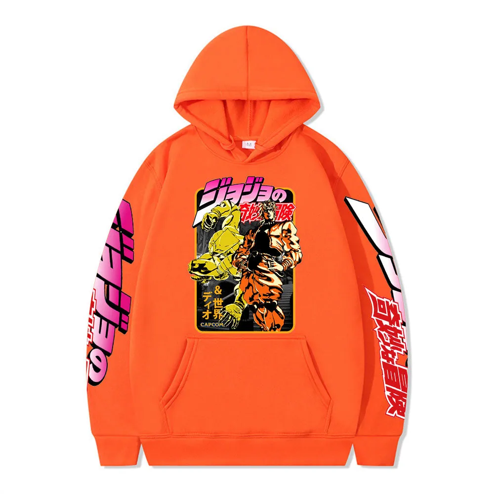 Anime JoJo Bizarre Adventure Print Hoodies Harajuku Oversized Sweatshirts Streetwear Long Sleeve Pullover