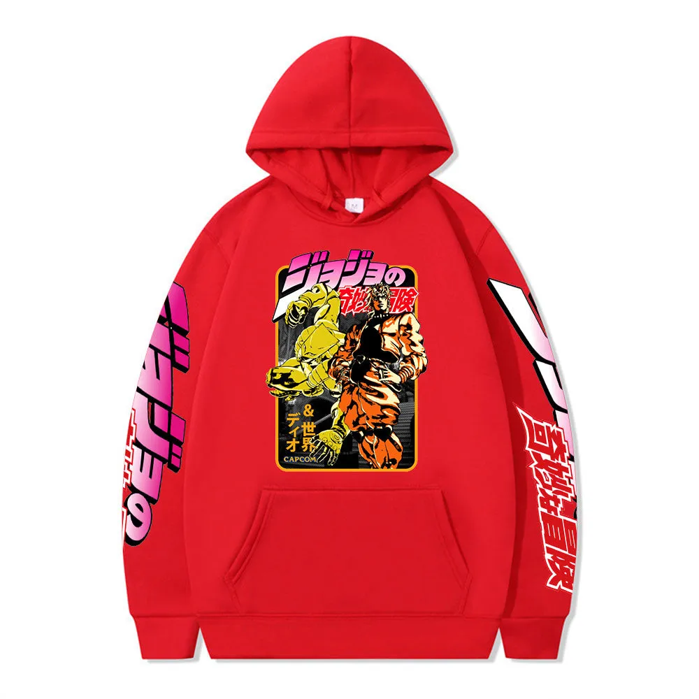 Anime JoJo Bizarre Adventure Print Hoodies Harajuku Oversized Sweatshirts Streetwear Long Sleeve Pullover
