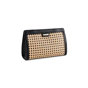 Black Soleil Rattan Clutch