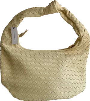 Melie Bianco Butter Yellow Larissa Woven Vegan Leather Shoulder Bag