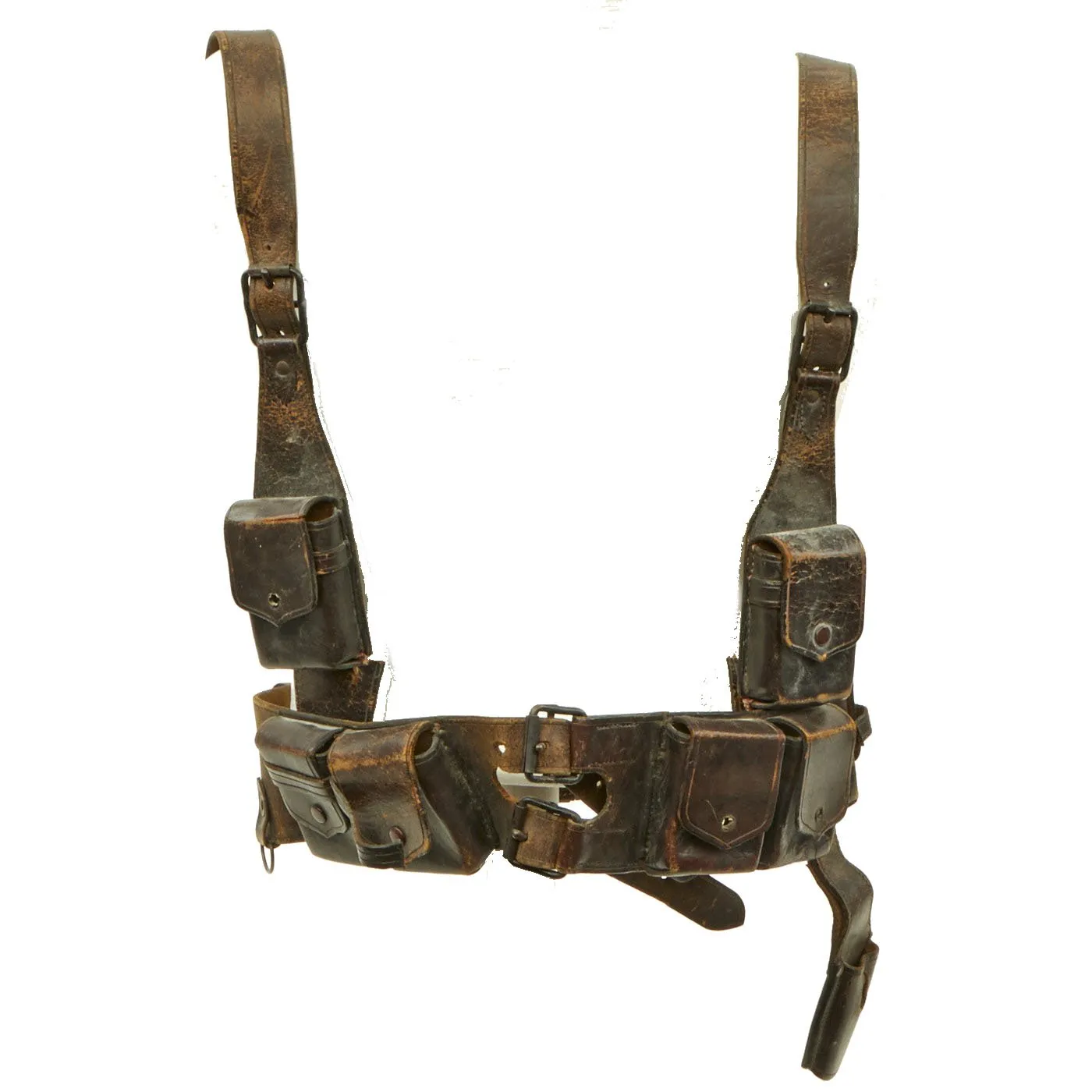 Original Rare WWI Imperial German West Africa Colonial Troops Schützentruppen Leather Belt & Pouch Rig