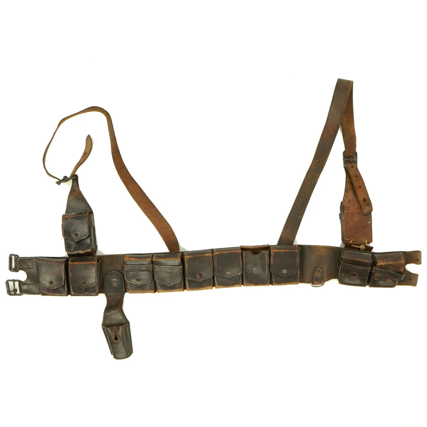 Original Rare WWI Imperial German West Africa Colonial Troops Schützentruppen Leather Belt & Pouch Rig