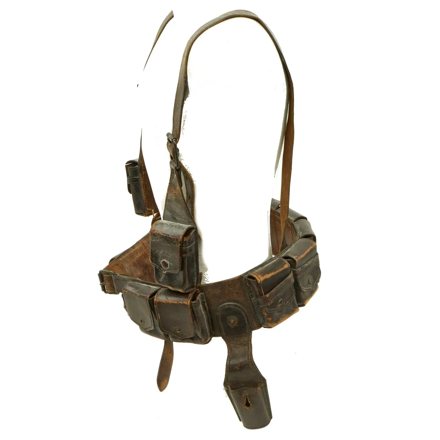 Original Rare WWI Imperial German West Africa Colonial Troops Schützentruppen Leather Belt & Pouch Rig