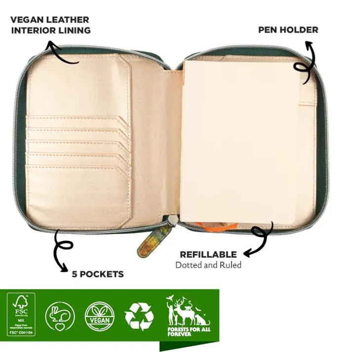 Victoria's Journals Zippered Vegan Leather Portfolio Diary - Fall